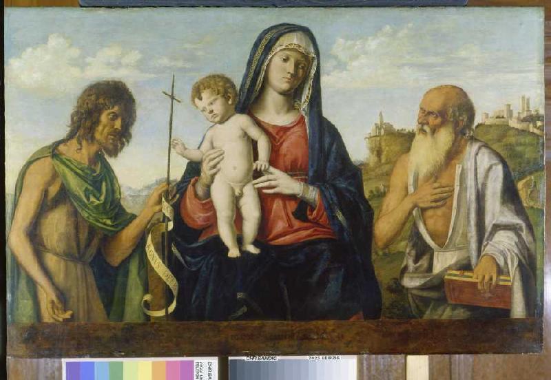 Maria mit dem Kind zwischen Johannes dem Täufer und Hieronymus. von Giovanni Battista Cima da Conegliano