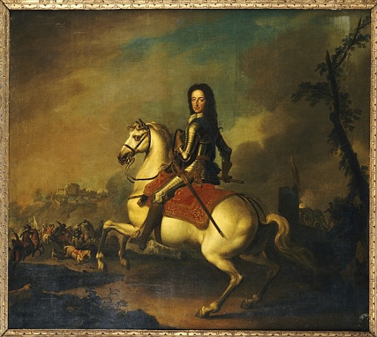 Portrait of King William III at the Battle of the Boyne in 1690 von (circle of) Jan Wyck