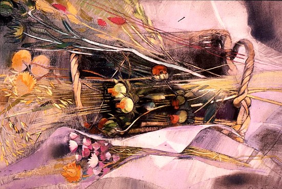 Basket of Dried Flowers ((pastel on paper)  von Claire  Spencer