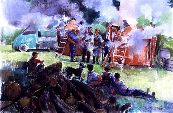 The Charcoal Burners, Wyre Forest (pastel on paper)  von Claire  Spencer