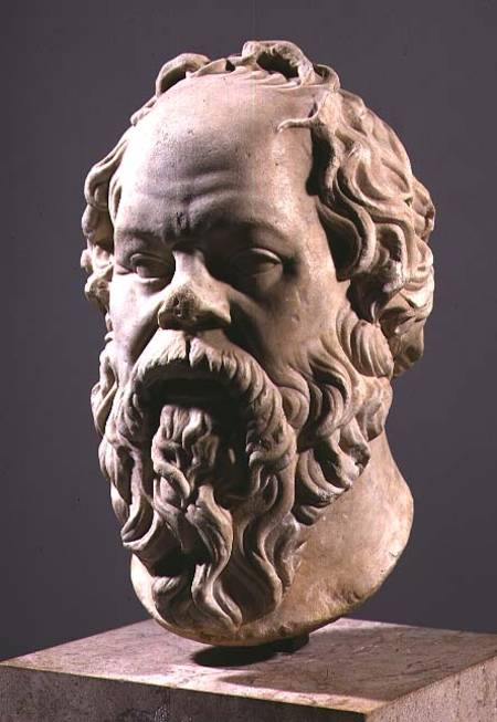 Socrates, marble head, copy from a bronze from the Pompeion in Athens, made von Classical Greek Lysippus