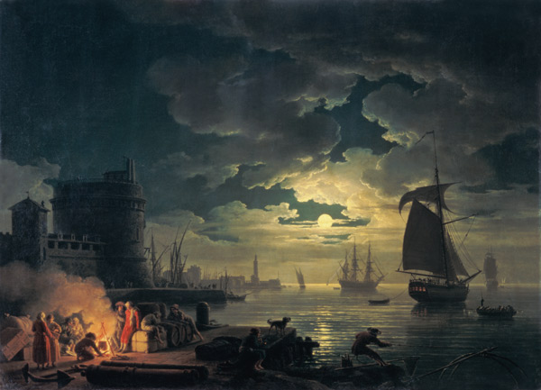 Hafen in Palermo bei Mondlicht von Claude Joseph Vernet