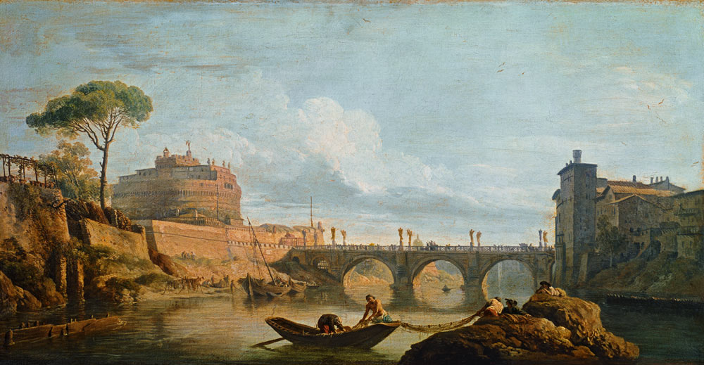 The Bridge and Castle Sant''Angelo von Claude Joseph Vernet