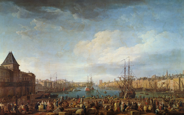 Morning View of the Inner Port of Marseille and the Pavilion of the Horloge du Parc von Claude Joseph Vernet