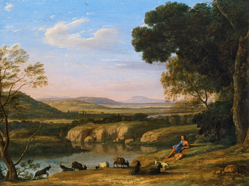 Flusslandschaft mit Ziegenhirt von Claude Lorrain