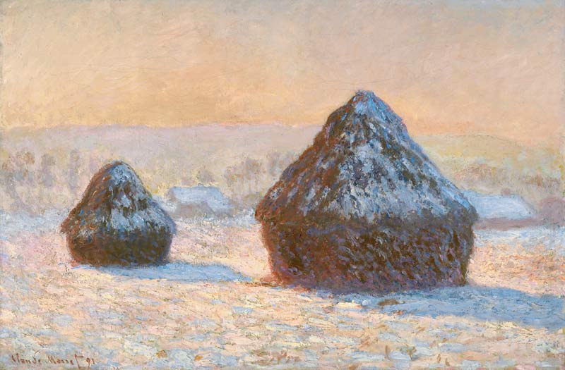 Die Getreideschober, Schneeeffekt, Morgen von Claude Monet