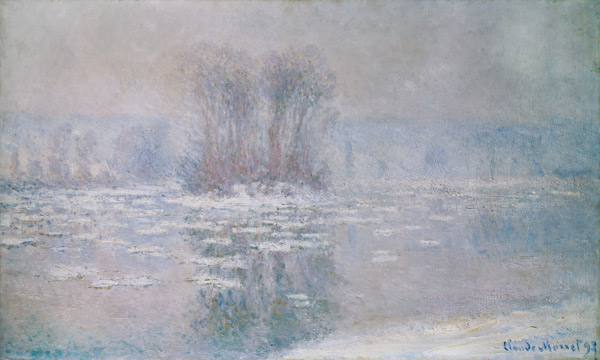 Vereister Fluss bei Bennecourt. von Claude Monet