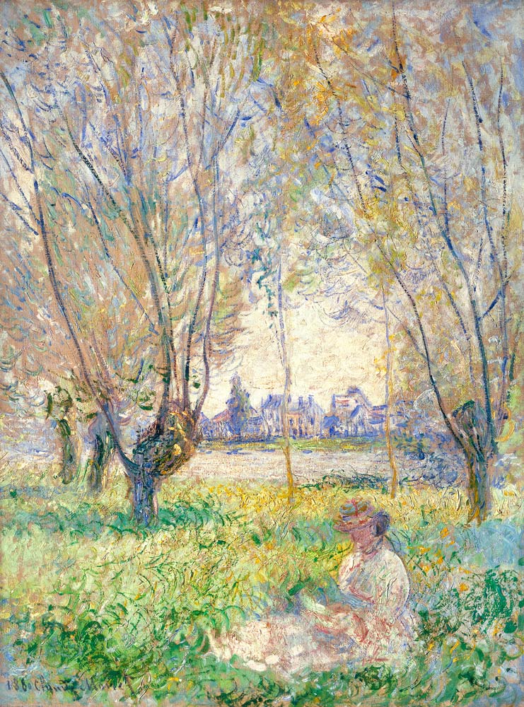Sitzende Frau unter Weiden von Claude Monet