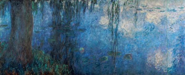 Waterlilies: Morning with Weeping Willows, detail of the left section von Claude Monet