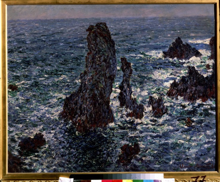 Felsen in Belle-Ile (Pyramides de Port-Coton, Mer sauvage) von Claude Monet