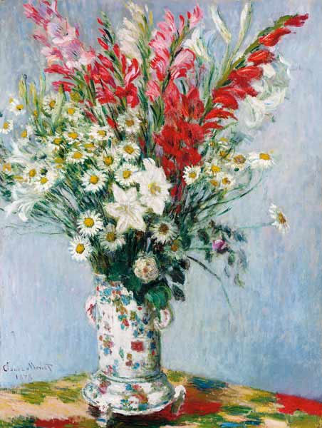Blumenstrauß aus Gladiolen, Lilien und Margeriten von Claude Monet