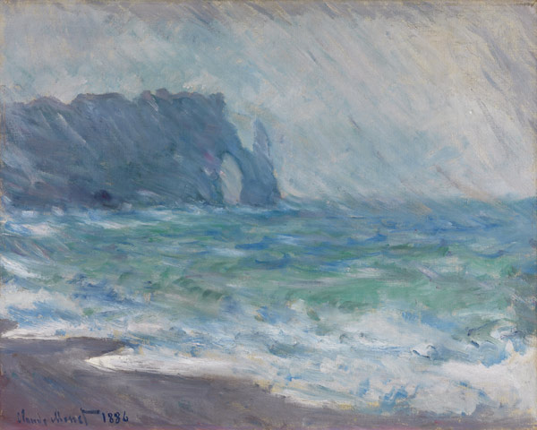Regen in Étretat von Claude Monet