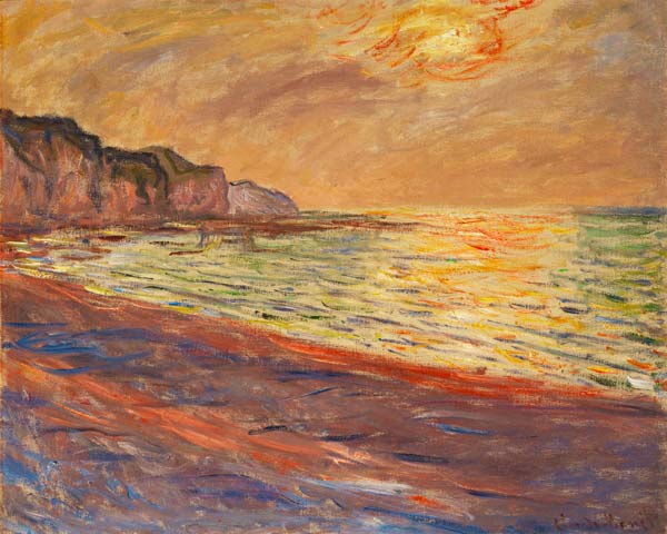 Strand in Pourville, Sonnenuntergang von Claude Monet