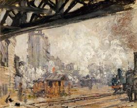 "La Gare Saint-Lazare, vue extérieure" (Außenansicht des Bahnhofs Saint-Lazare in Paris) 1877