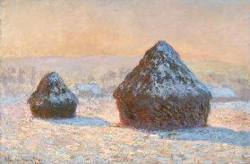 Die Getreideschober, Schneeeffekt, Morgen 1891