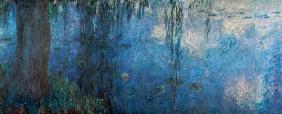 Waterlilies: Morning with Weeping Willows, detail of the left section 1914-18