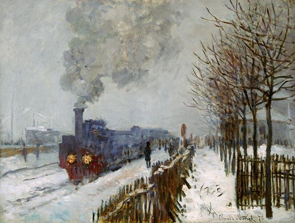 Zug im Schnee, die Lokomotive 1875