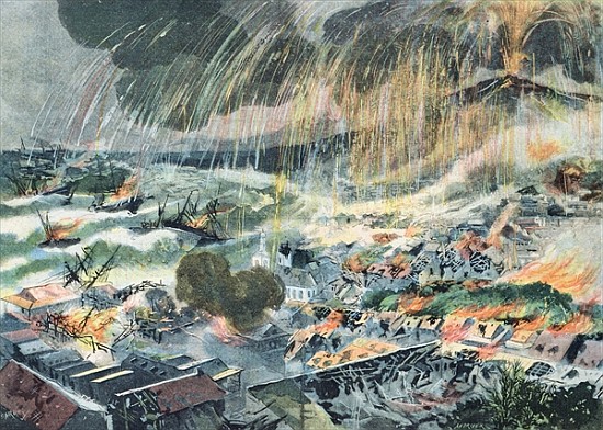 Eruption of a Volcano on Martinique, from ''Le Petit Parisien'', 15th May 1902 von Clement Auguste Andrieux