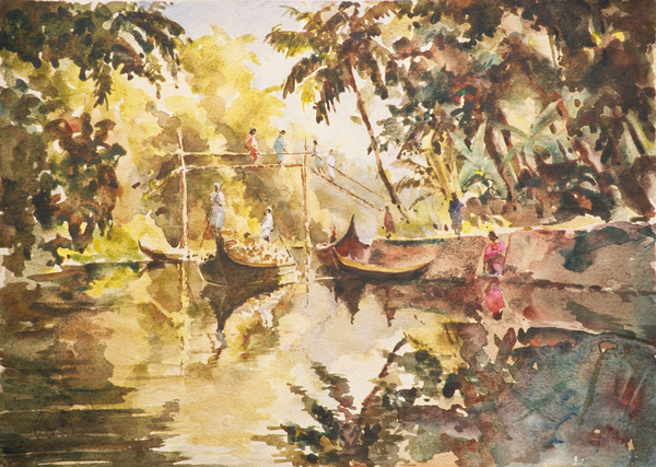 611 Village life on the back waters von Clive Wilson
