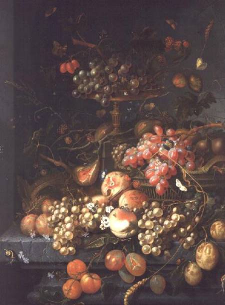 Still life of fruit on a ledge von Coenrat Roepel