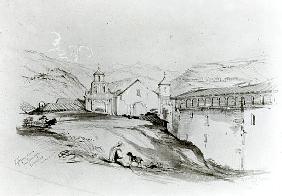 The Church of San Francisco, Valparaiso, 1834 (pencil & w/c on paper)