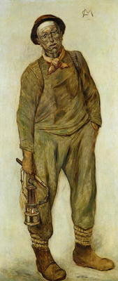 A Miner (oil on canvas) von Constantin Emile Meunier