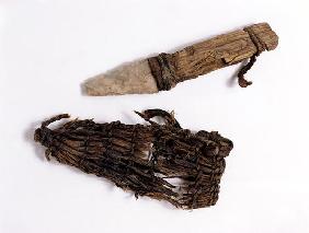 Dagger and scabbard found with the Oetzi Iceman (bast, leather, ash wood and flint) 19th