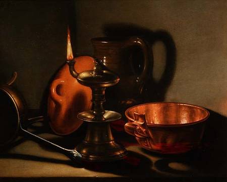 A Still Life with an oil lamp von Cornelis Jacobsz