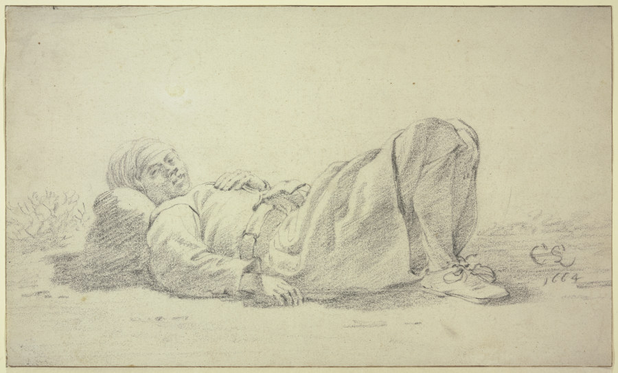 Liegender Jüngling von Cornelis Saftleven