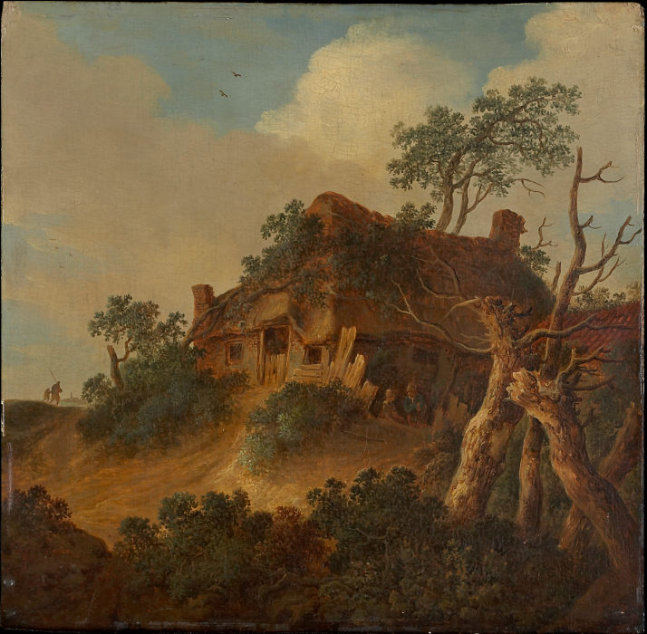 Landschaft mit Bauernhaus auf einem Hügel von Cornelis van Zwieten