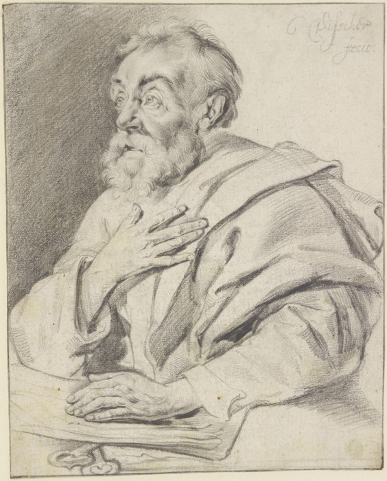 Der Heilige Petrus in einem Buche lesend von Cornelis Visscher