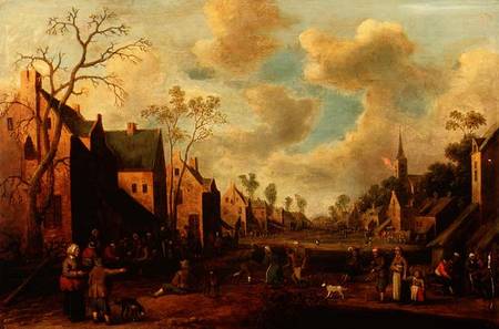 Peasants Merrymaking in a Village Street von Cornelius Droochsloot