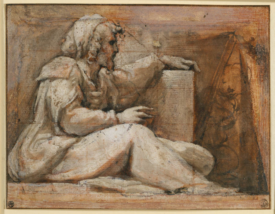 Sitzender Prophet mit Buch nach rechts von Correggio