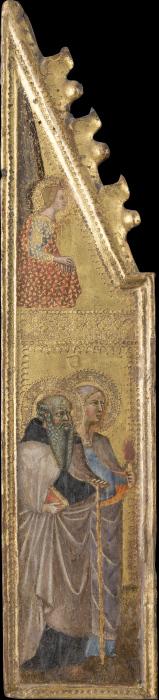 Hl. Antonius Abbas, weibliche Heilige mit Fackel (?), Verkündigungsengel