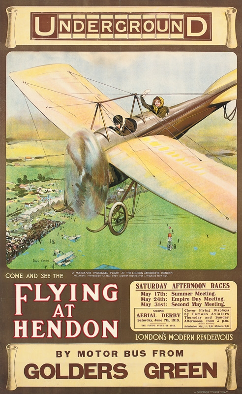 'Flying at Hendon', an advertising poster von Cyrus Cuneo