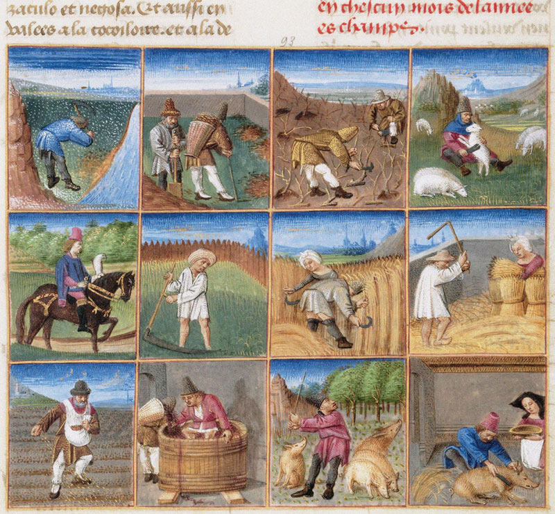 Ruralia commoda. Agricultural calendar from a manuscript of Pietro de' Crescenzi von Czech School