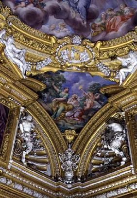 The 'Sala di Apollo' (Hall of Apollo) detail of pendentive depicting the muses Thalia and Clio c.1647