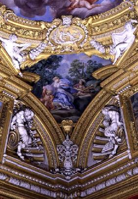 The 'Sala di Apollo' (Hall of Apollo) detail of pendentive depicting the muses Urania and Euterpe c.1647