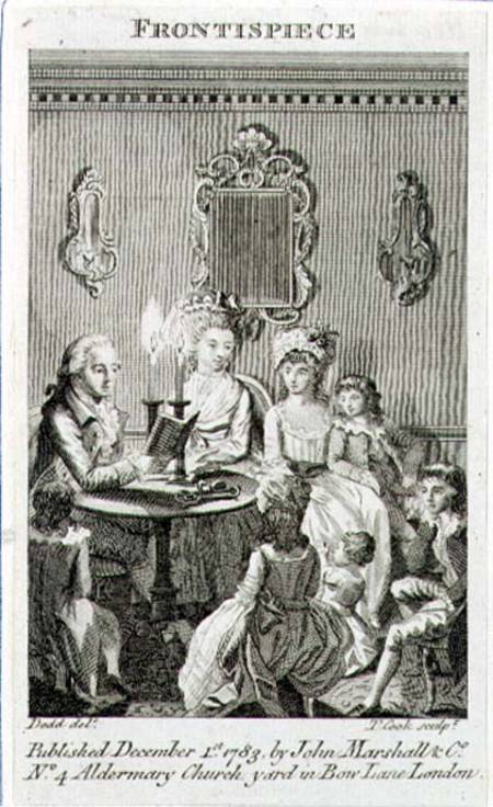 A Father Reading to his Family by Candlelight, engraved by Thomas Cook (1744-1818) frontispiece to a von Daniel Dodd