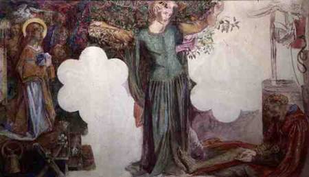 Sir Lancelot's Vision, study for the fresco painting in the Oxford Union von Dante Gabriel Rossetti