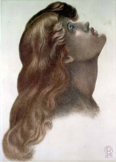 Study for the head of the left-hand figure from 'Astarte Syriaca' von Dante Gabriel Rossetti