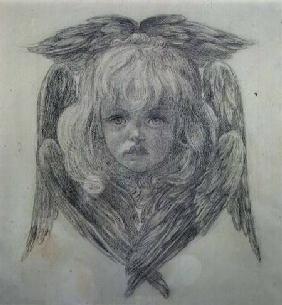 Study for the head of a child angel in 'The Blessed Damozel' c.1875
