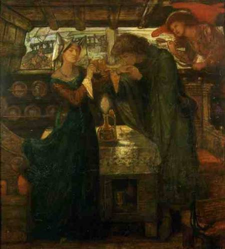 Tristram and Isolde Drinking the Love Potion von Dante Gabriel Rossetti
