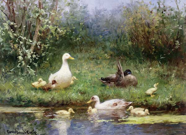 Ducks on a riverbank von David Adolph Constant Artz