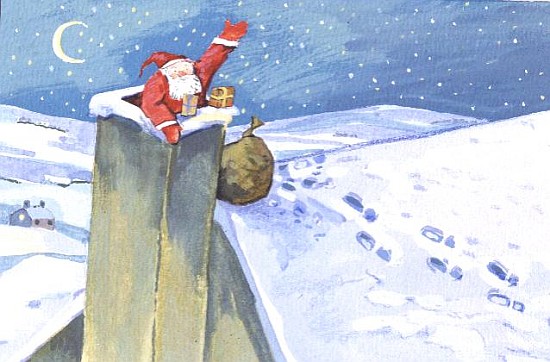 Santa going down the Chimney  von David  Cooke