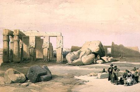 Fragments of the Great Colossus, at the Memnonium, Thebes von David Roberts