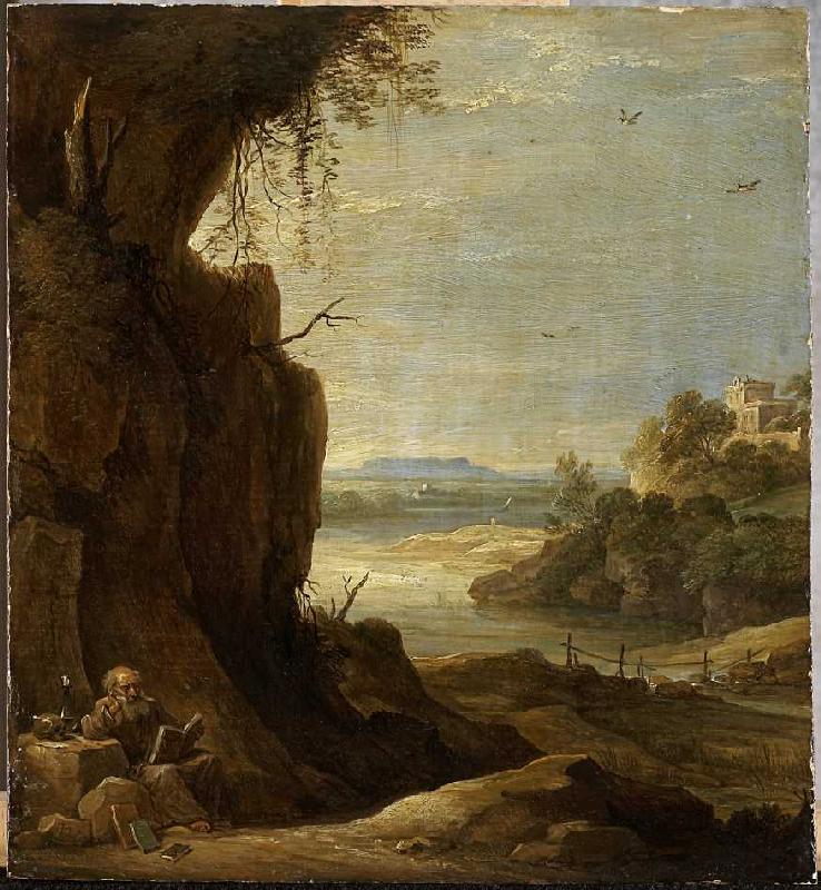 Südliche Landschaft mit Antonius dem Einsiedler. von David Teniers