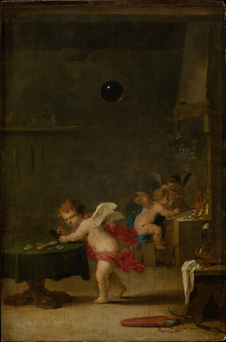 Amoretten in einer Alchemistenwerkstatt von David Teniers d. J.