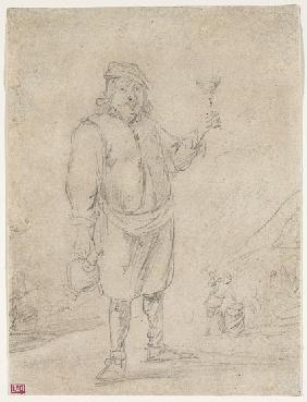Peasant Raising a Glass of Wine 1644