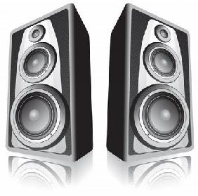 Speakers on white background